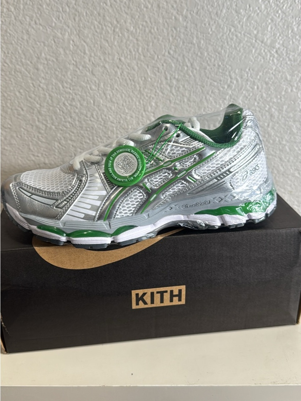 ASICS Silver & Green Kids' Running Sneaker